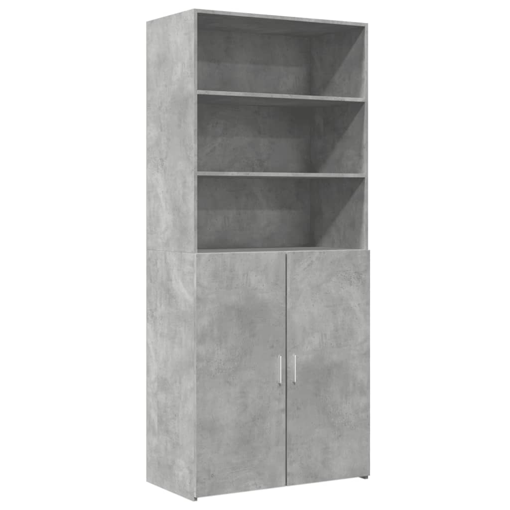 Credenza Grigio Cemento 80x42,5x185 cm in Legno Multistrato - homemem39