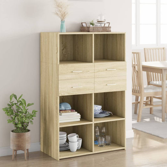 Credenza Rovere Sonoma 80x42,5x124 cm in Legno Multistrato | homemem39