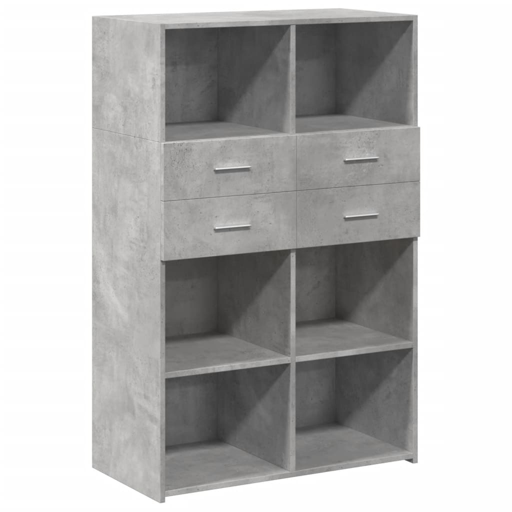 Credenza Grigio Cemento 80x42,5x124 cm in Legno Multistrato - homemem39