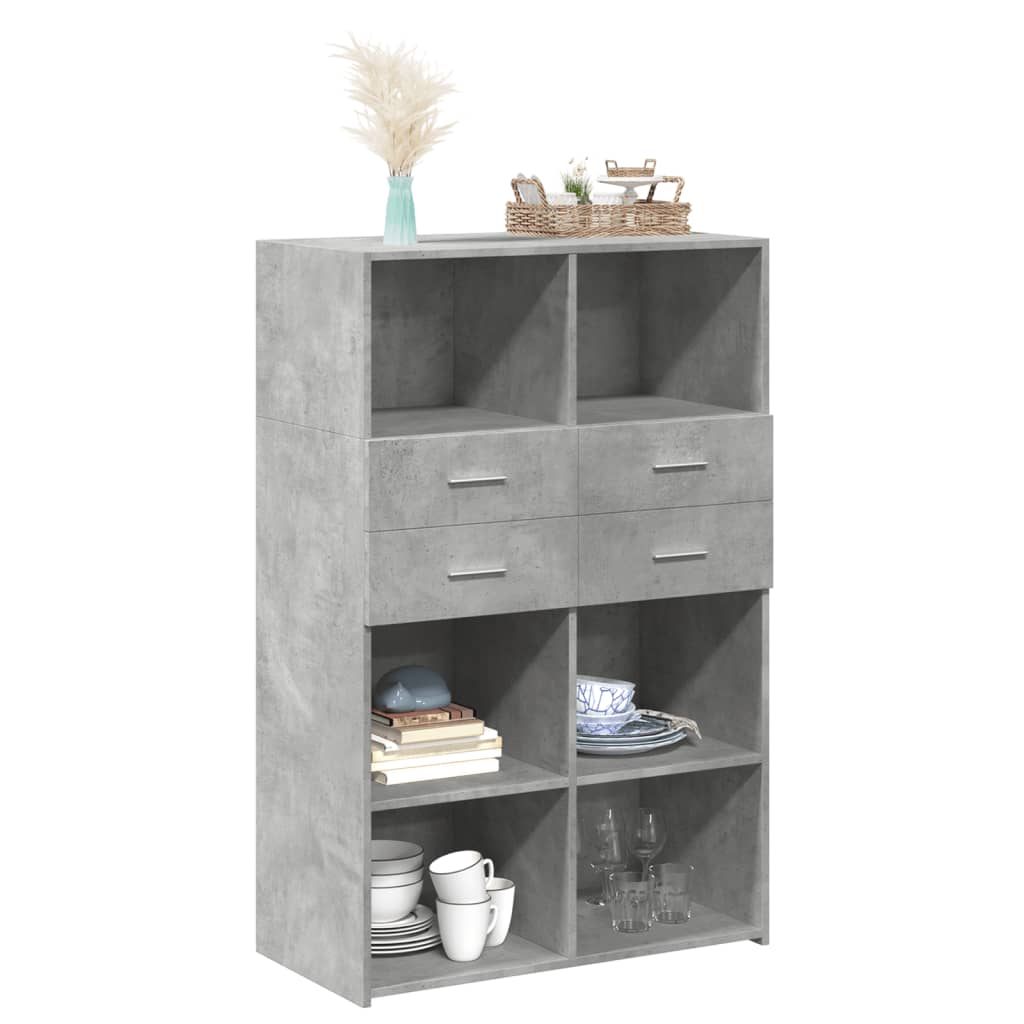 Credenza Grigio Cemento 80x42,5x124 cm in Legno Multistrato - homemem39