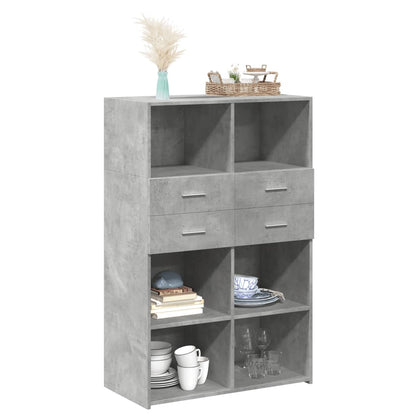 Credenza Grigio Cemento 80x42,5x124 cm in Legno Multistrato - homemem39