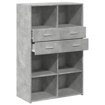 Credenza Grigio Cemento 80x42,5x124 cm in Legno Multistrato - homemem39