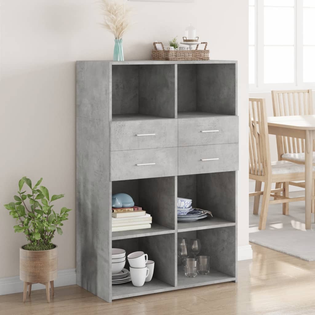 Credenza Grigio Cemento 80x42,5x124 cm in Legno Multistrato - homemem39