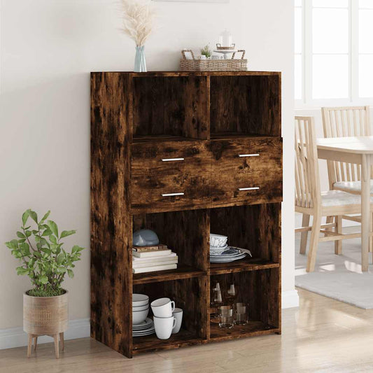 Credenza Rovere Fumo 80x42,5x124 cm in Legno Multistrato | homemem39