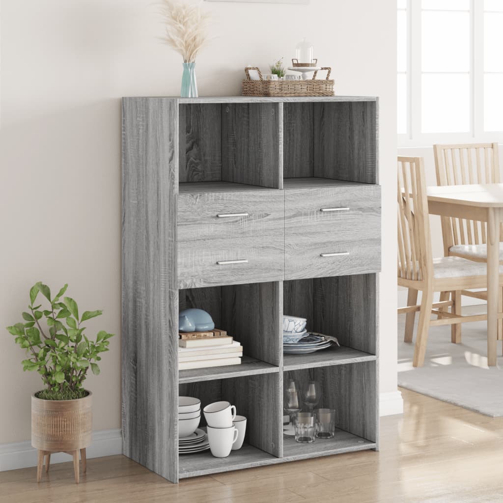 Credenza Grigio Sonoma 80x42,5x124 cm in Legno Multistrato - homemem39