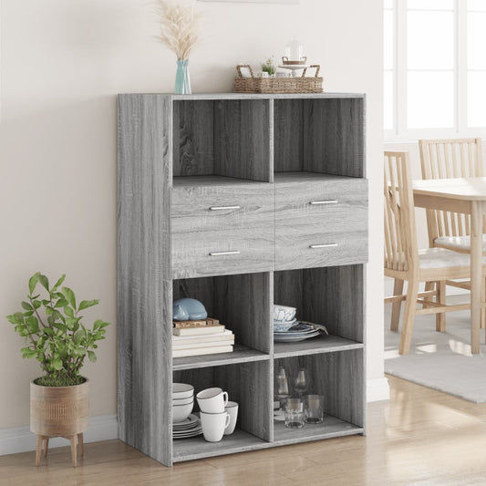 Credenza Grigio Sonoma 80x42,5x124 cm in Legno Multistrato - homemem39