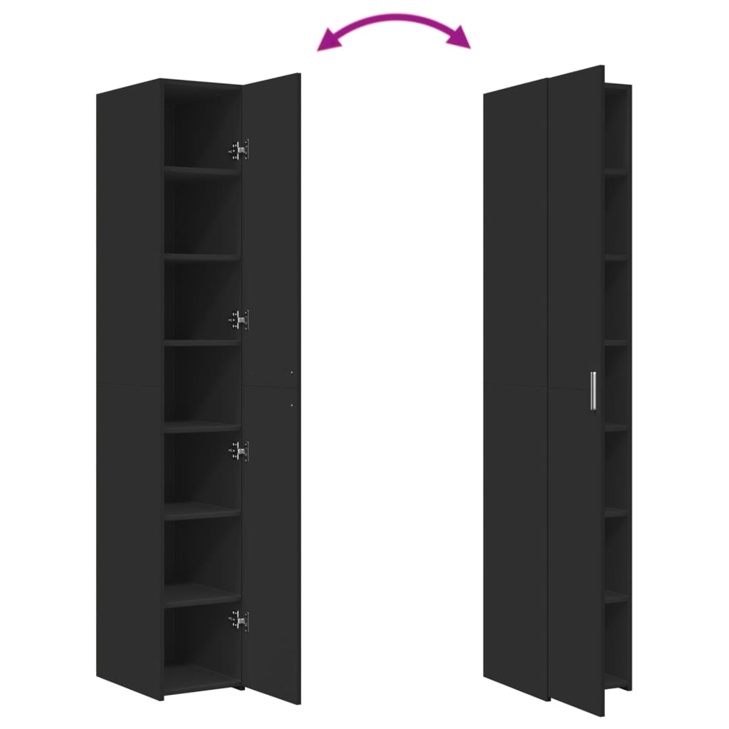 Credenza Nera 30x42,5x185 cm in Legno Multistrato - homemem39