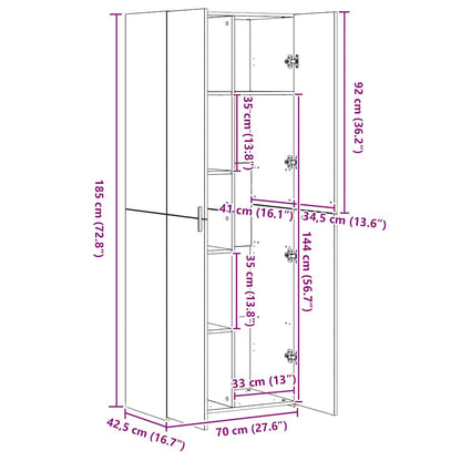 Credenza Nera 70x42,5x185 cm in Legno Multistrato - homemem39