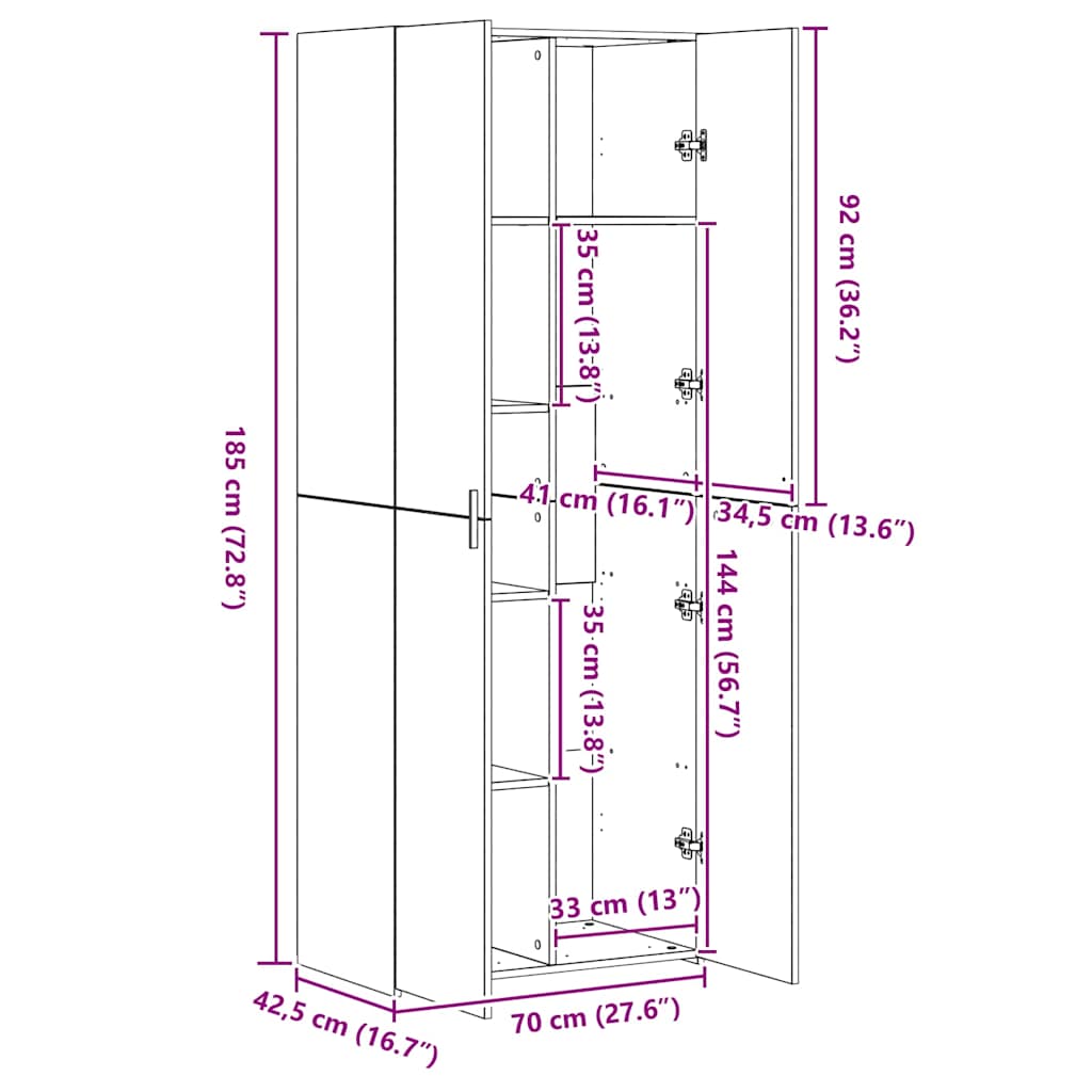 Credenza Rovere Fumo 70x42,5x185 cm in Legno Multistrato - homemem39