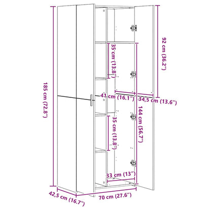 Credenza Rovere Fumo 70x42,5x185 cm in Legno Multistrato - homemem39