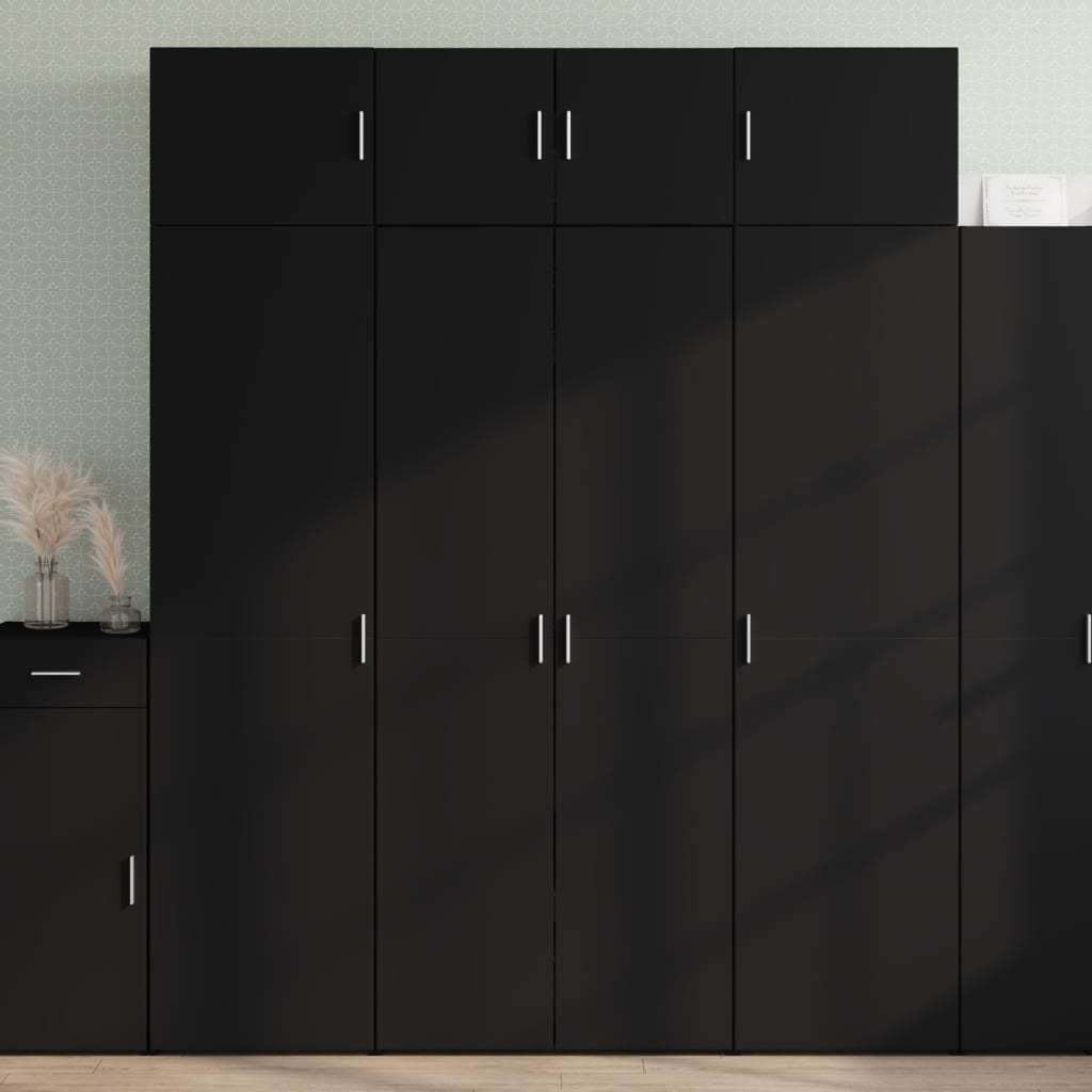 Credenza Nera 80x42,5x185 cm in Legno Multistrato - homemem39