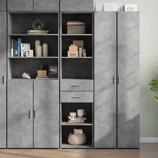 Credenza Grigio Cemento 45x42,5x185 cm in Legno Multistrato - homemem39