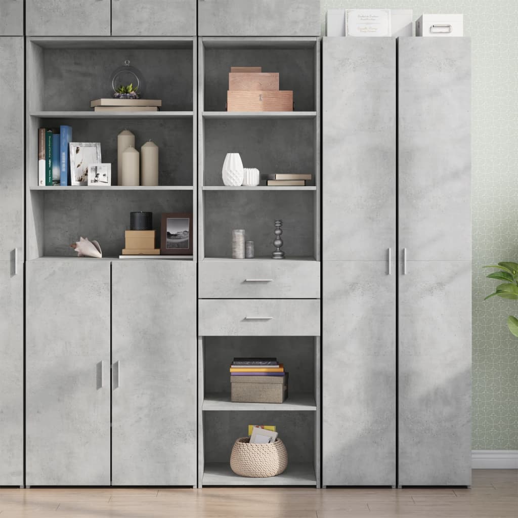 Credenza Grigio Cemento 50x42,5x185 cm in Legno Multistrato - homemem39