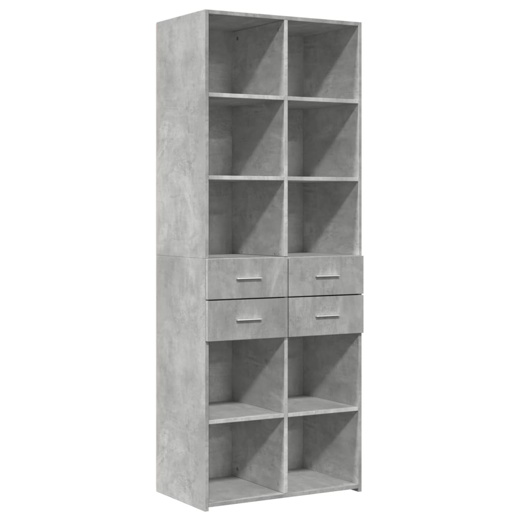 Credenza Grigio Cemento 70x42,5x185 cm in Legno Multistrato - homemem39