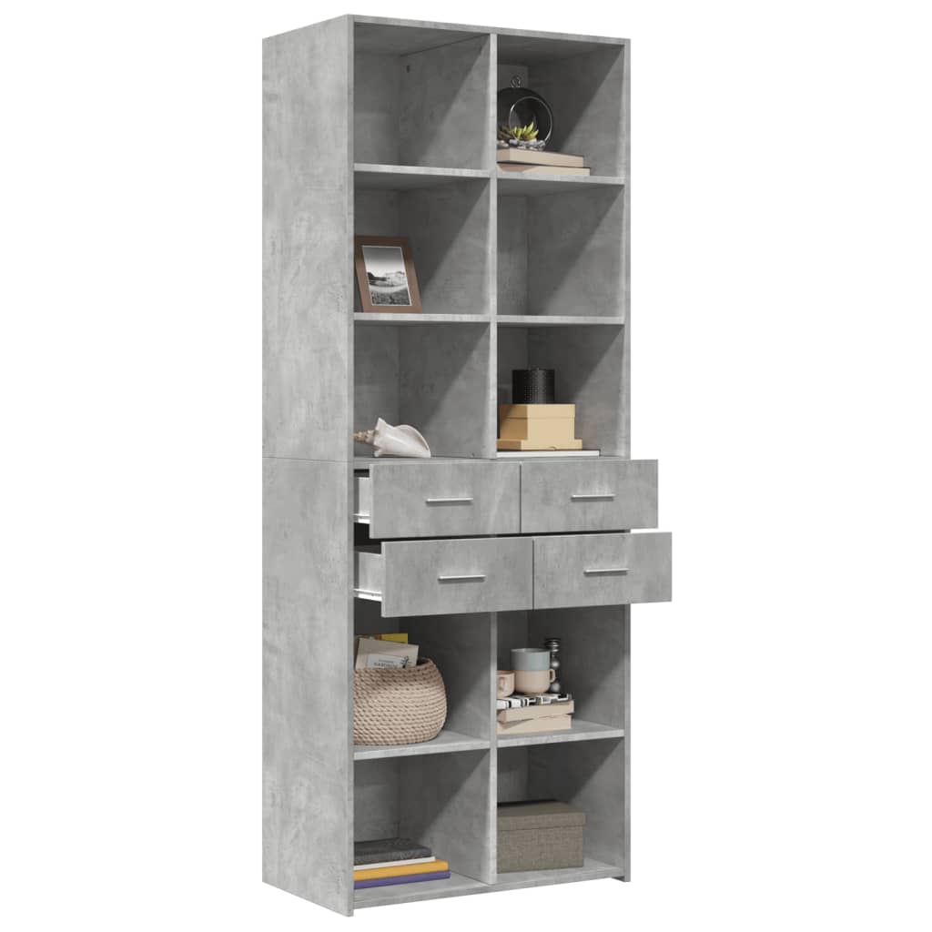 Credenza Grigio Cemento 70x42,5x185 cm in Legno Multistrato - homemem39