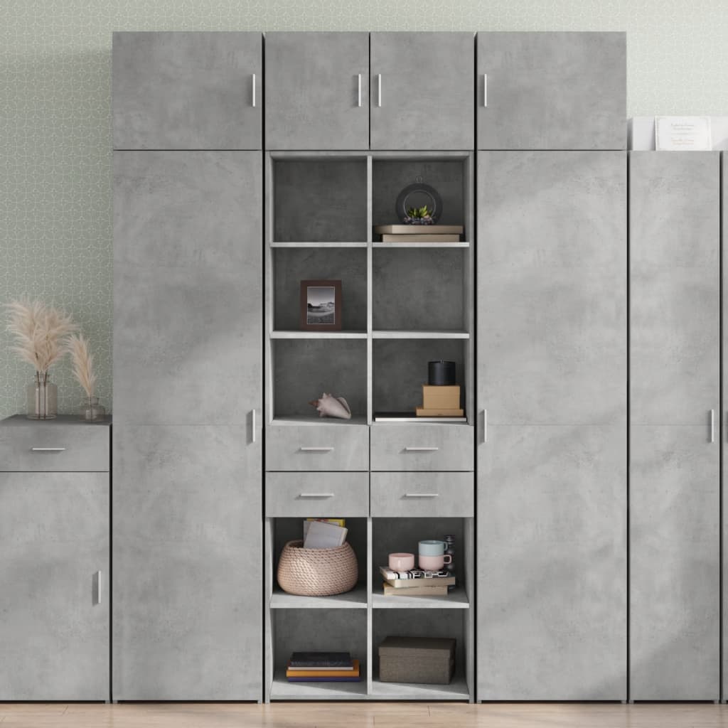 Credenza Grigio Cemento 70x42,5x185 cm in Legno Multistrato - homemem39