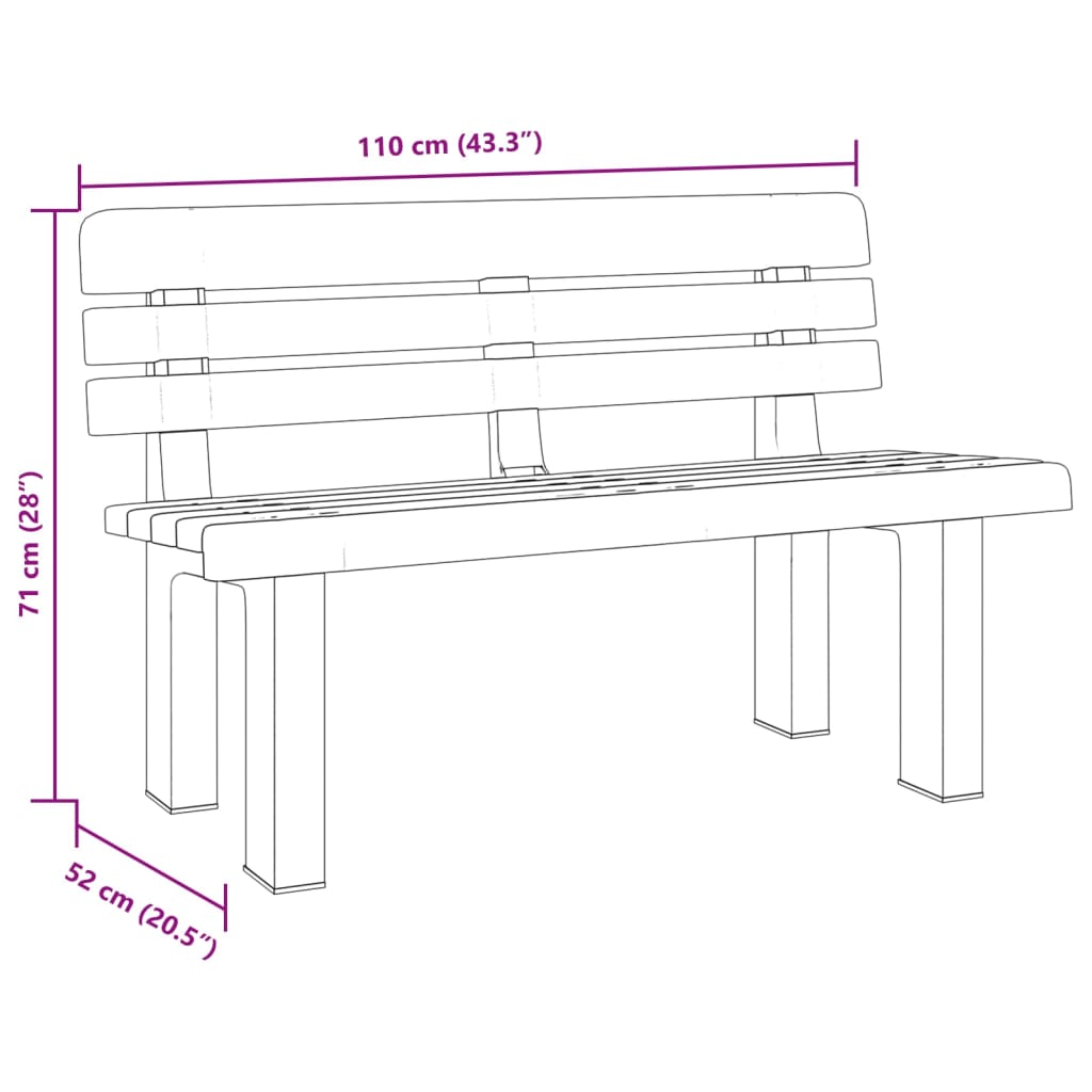 Panchina da Giardino Antracite 110x52x71 cm in Polipropilene | homemem39