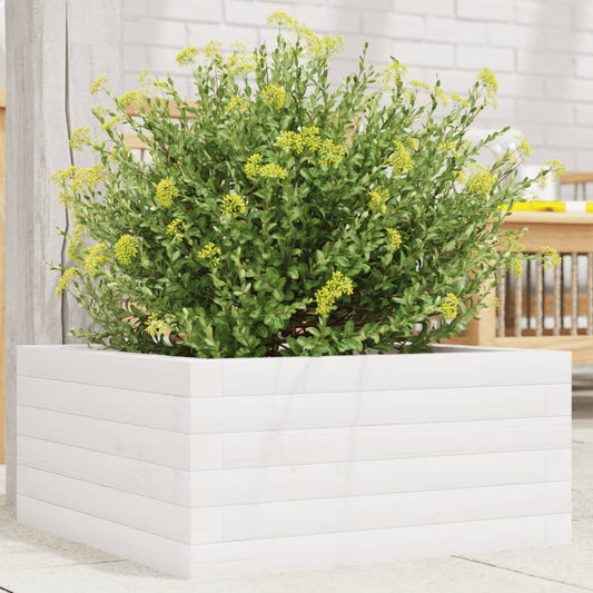 Fioriera da Giardino Bianca 50x50x23 cm Legno Massello di Pino - homemem39