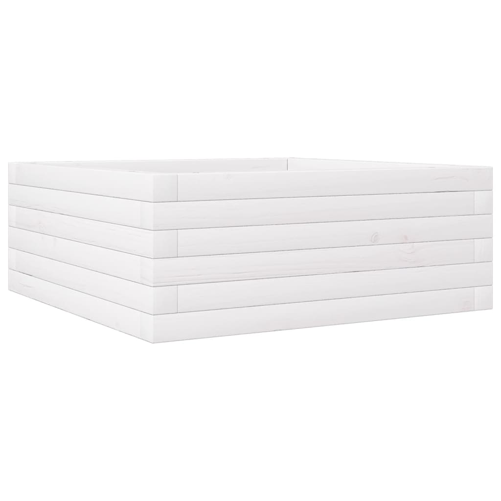Fioriera da Giardino Bianca 60x60x23 cm Legno Massello di Pino | homemem39