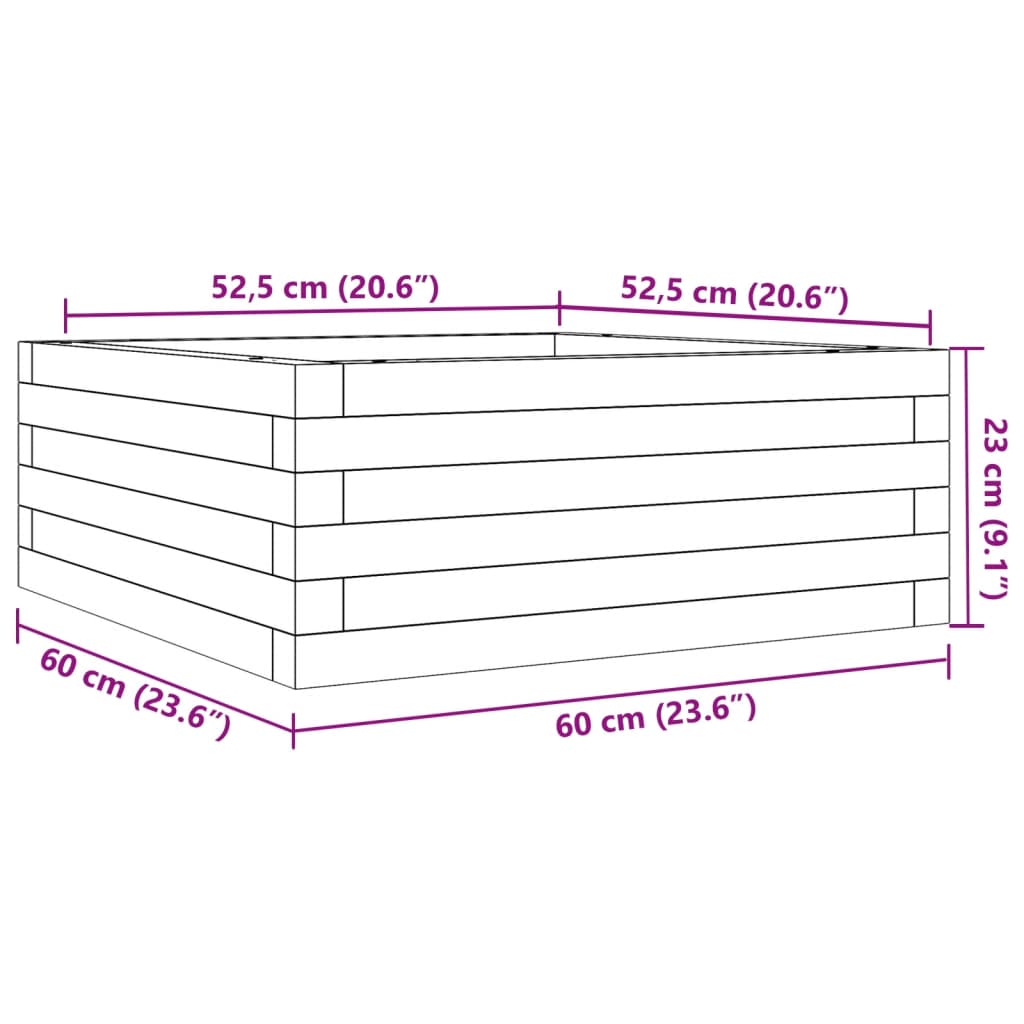 Fioriera da Giardino Bianca 60x60x23 cm Legno Massello di Pino | homemem39