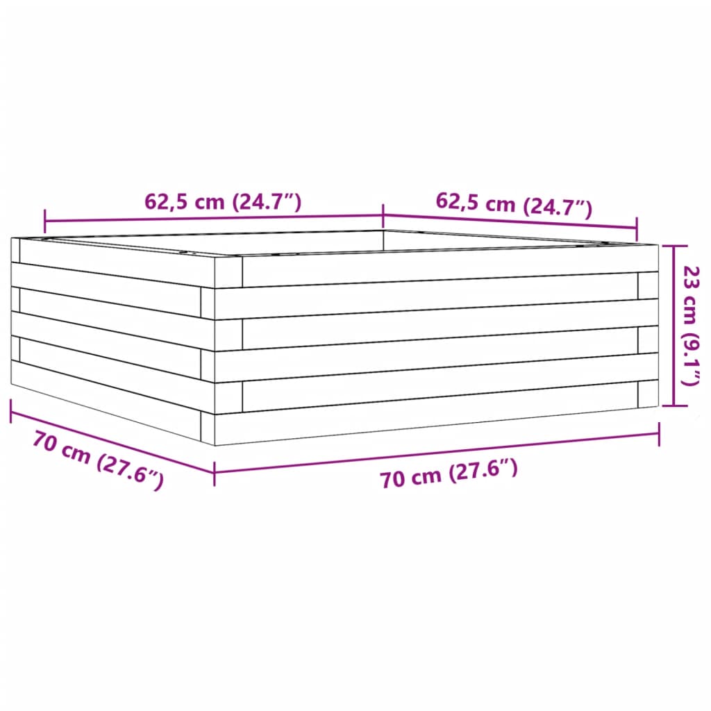 Fioriera da Giardino 70x70x23 cm in Legno Massello di Pino - homemem39