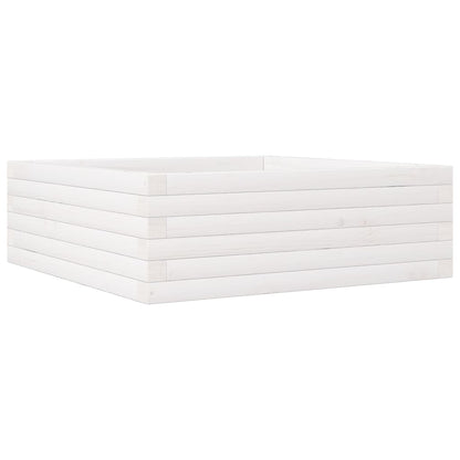 Fioriera da Giardino Bianca 70x70x23 cm Legno Massello di Pino