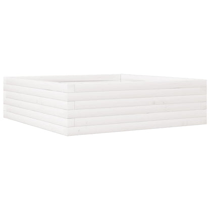 Fioriera da Giardino Bianca 80x80x23 cm Legno Massello di Pino