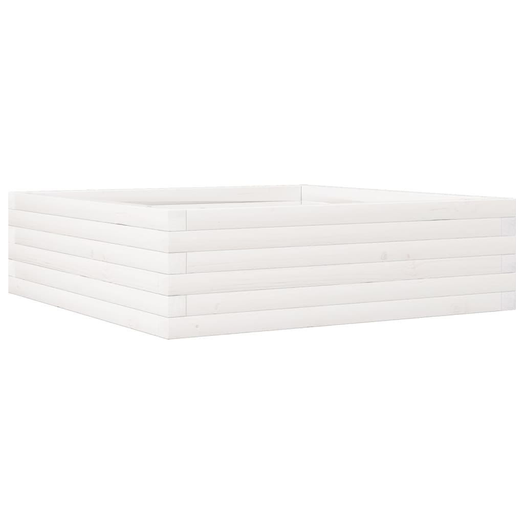 Fioriera da Giardino Bianca 80x80x23 cm Legno Massello di Pino | homemem39