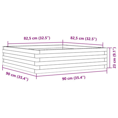 Fioriera da Giardino Bianca 90x90x23 cm Legno Massello di Pino