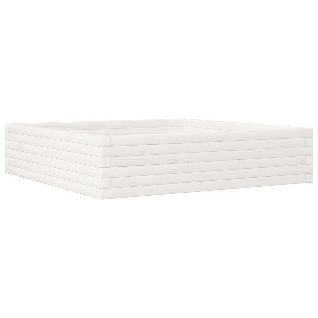 Fioriera da Giardino Bianca 100x100x23 cm Legno Massello Pino | homemem39