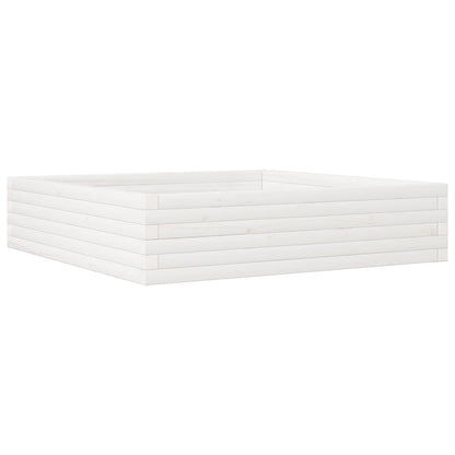 Fioriera da Giardino Bianca 100x100x23 cm Legno Massello Pino | homemem39
