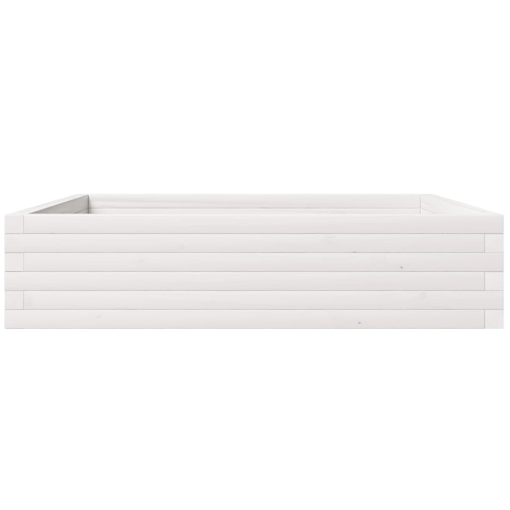 Fioriera da Giardino Bianca 100x100x23 cm Legno Massello Pino | homemem39