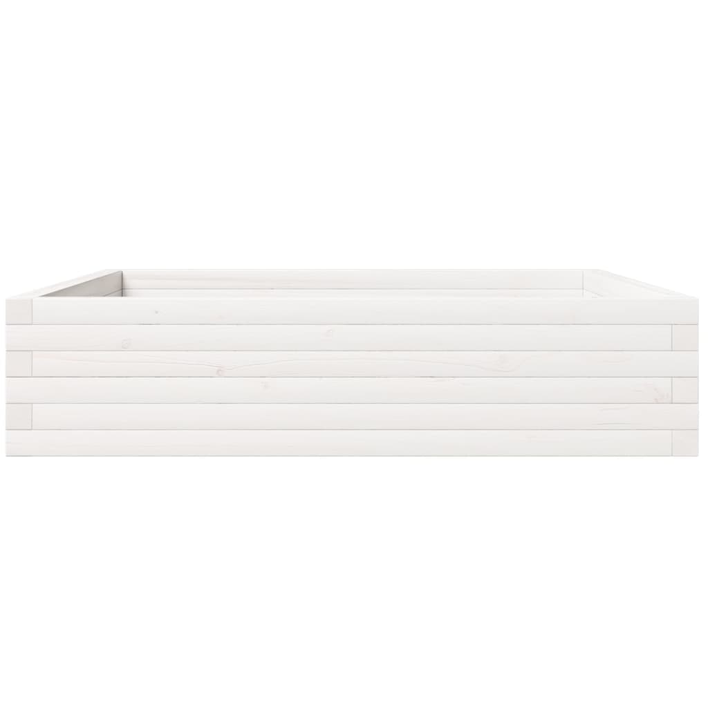 Fioriera da Giardino Bianca 100x100x23 cm Legno Massello Pino | homemem39
