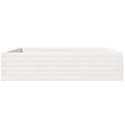 Fioriera da Giardino Bianca 100x100x23 cm Legno Massello Pino | homemem39