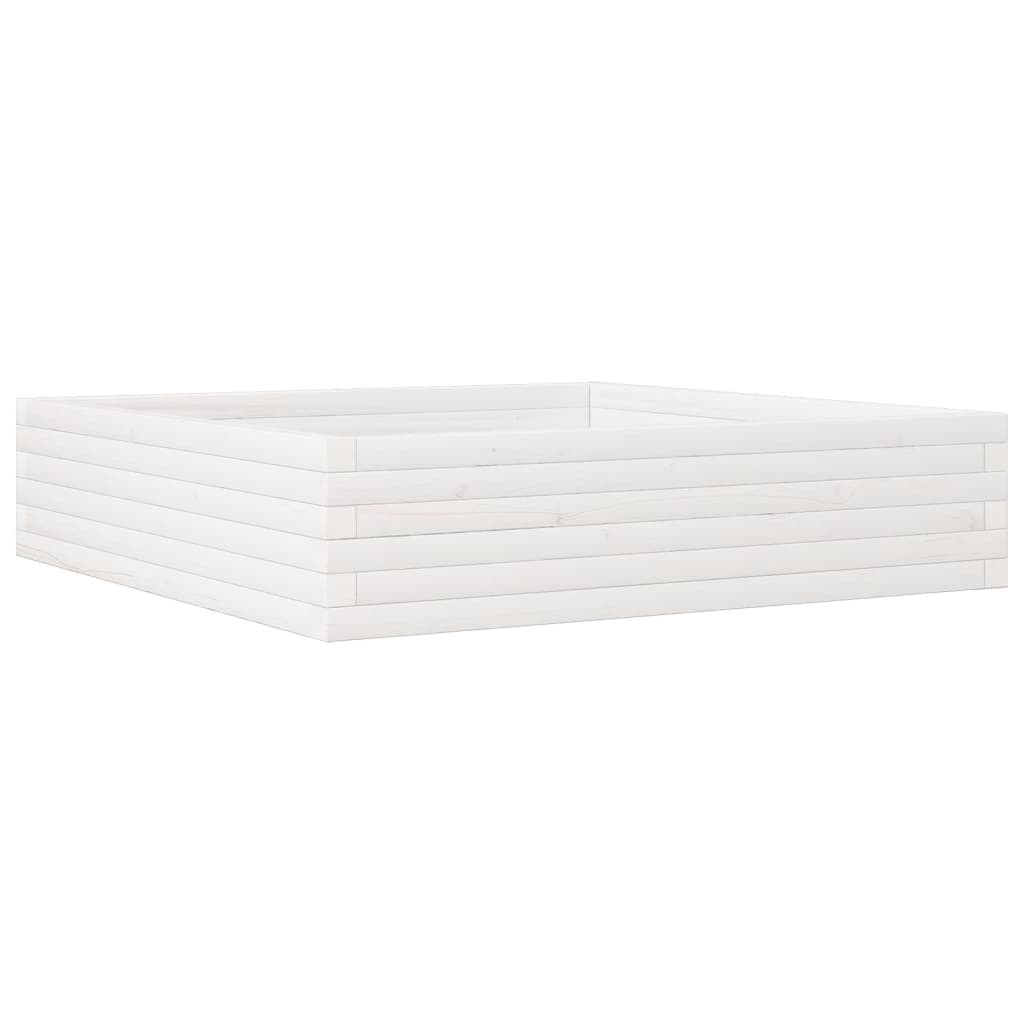 Fioriera da Giardino Bianca 100x100x23 cm Legno Massello Pino | homemem39