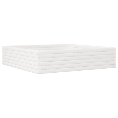 Fioriera da Giardino Bianca 100x100x23 cm Legno Massello Pino | homemem39