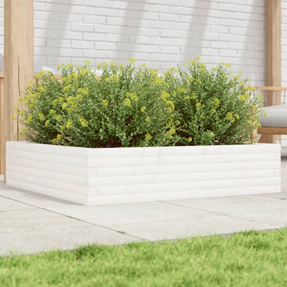 Fioriera da Giardino Bianca 100x100x23 cm Legno Massello Pino | homemem39
