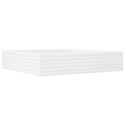 Fioriera da Giardino Bianca 110x110x23cm Legno Massello di Pino