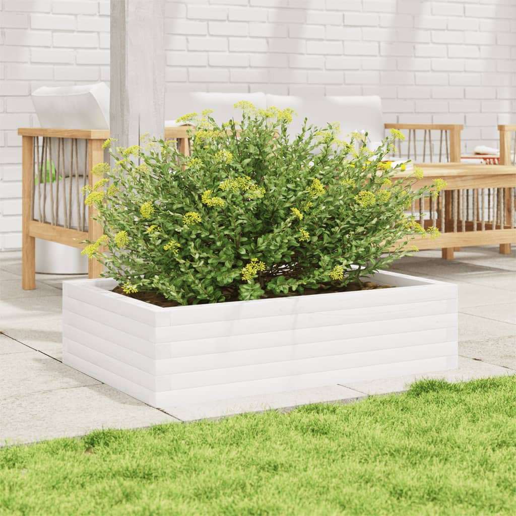 Fioriera da Giardino Bianca 90x60x23 cm Legno Massello di Pino | homemem39