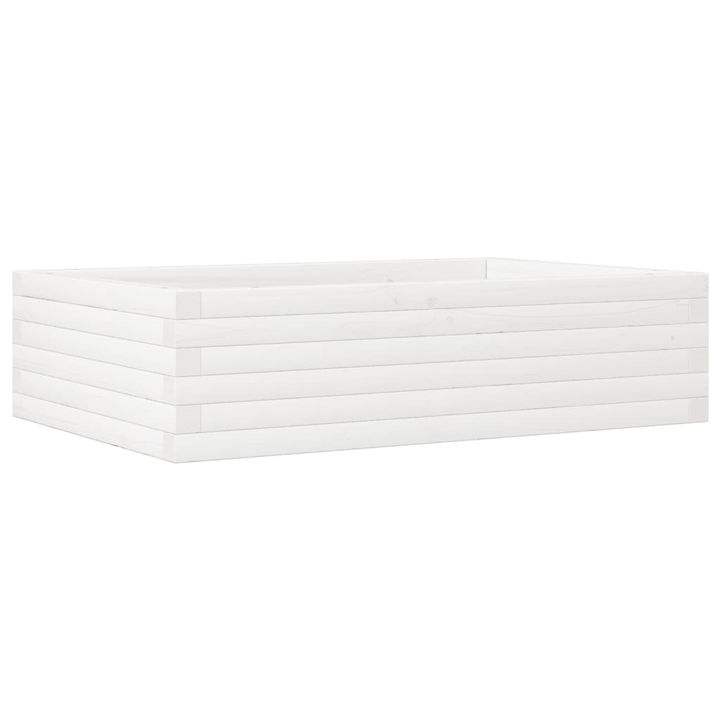 Fioriera da Giardino Bianca 90x60x23 cm Legno Massello di Pino | homemem39