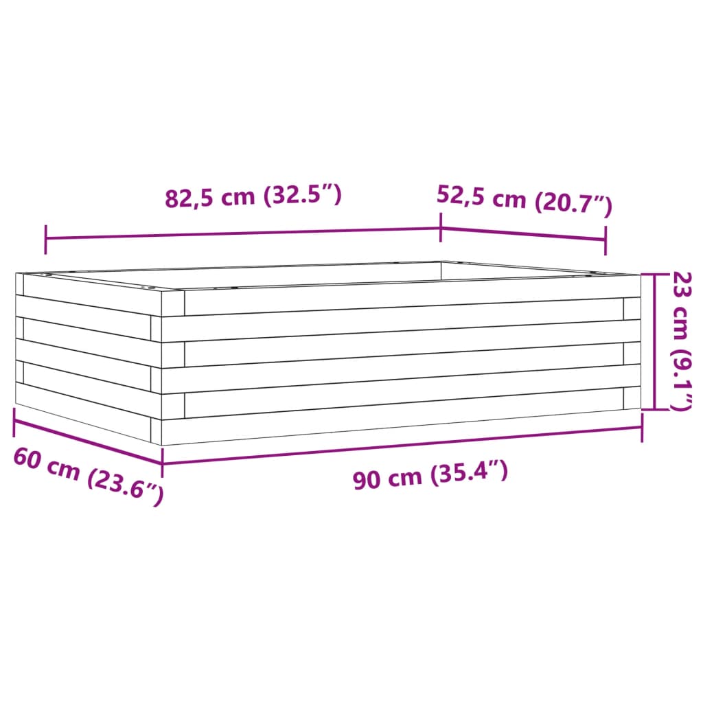 Fioriera da Giardino 90x60x23 cm in Legno Massello di Douglas - homemem39