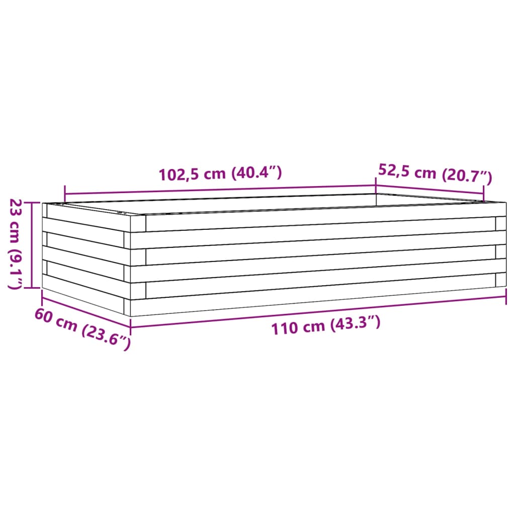 Fioriera da Giardino 110x60x23 cm in Legno Massello di Pino - homemem39