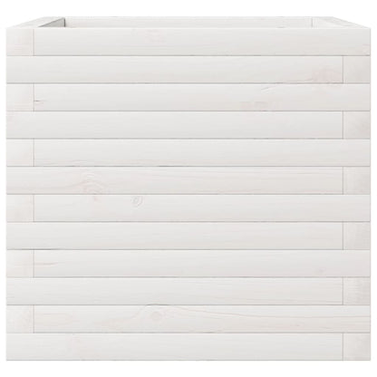 Fioriera da Giardino Bianca 50x50x45,5cm Legno Massello di Pino
