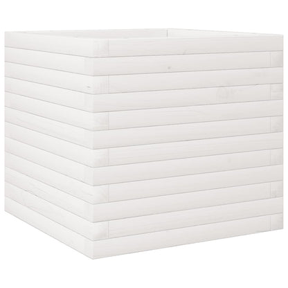 Fioriera da Giardino Bianca 50x50x45,5cm Legno Massello di Pino