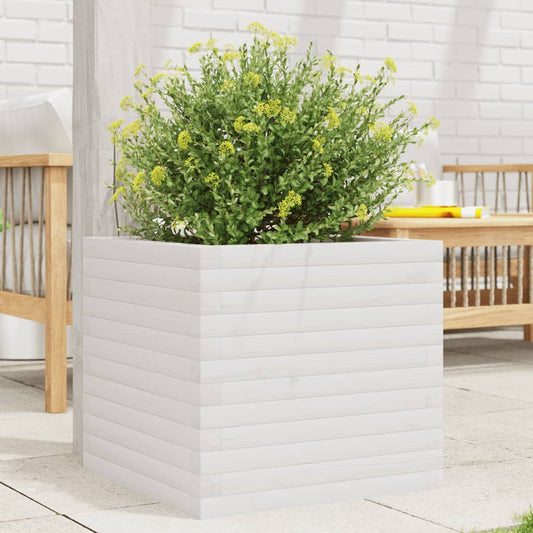 Fioriera da Giardino Bianca 50x50x45,5cm Legno Massello di Pino | homemem39