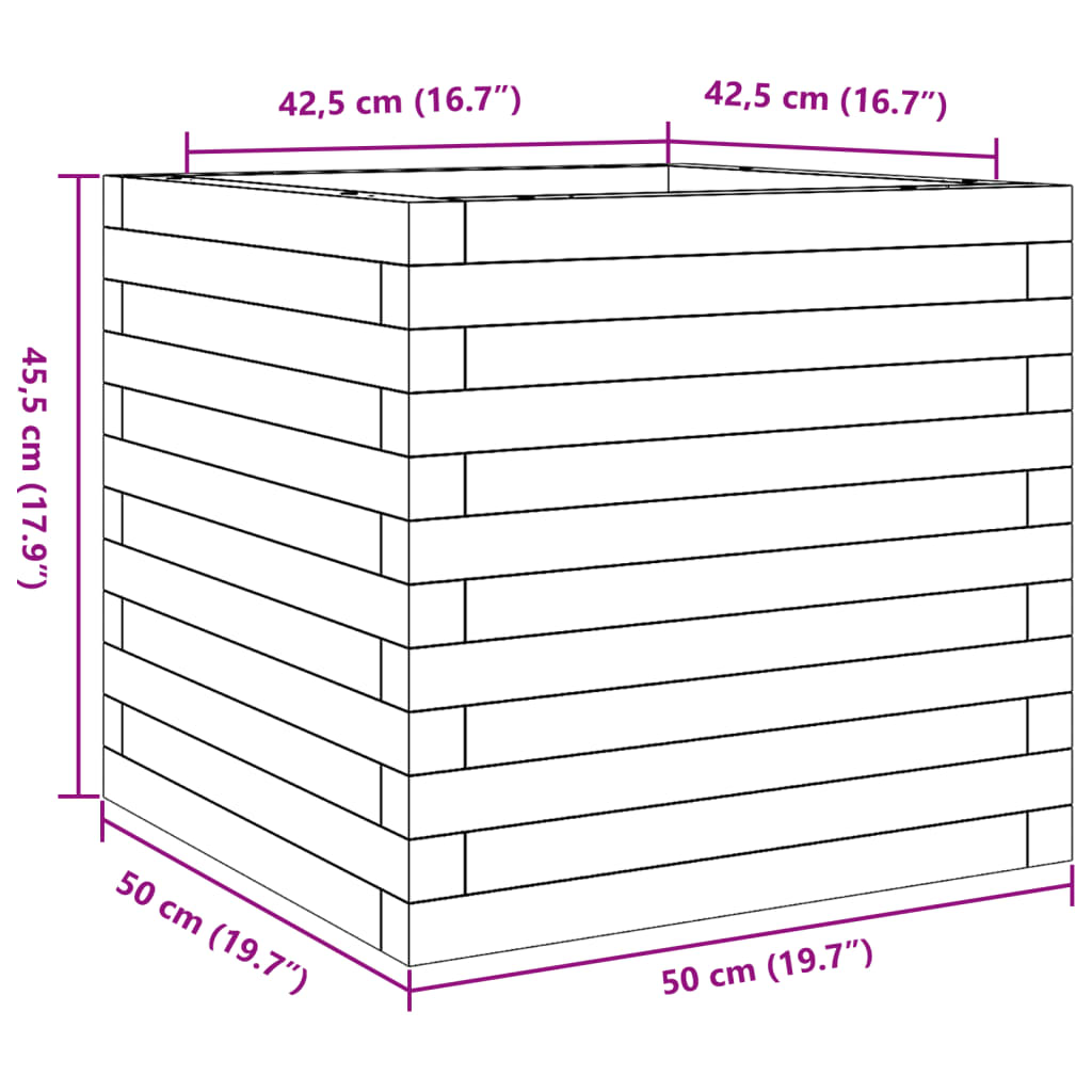 Fioriera da Giardino 50x50x45,5 cm in Legno Massello di Douglas - homemem39