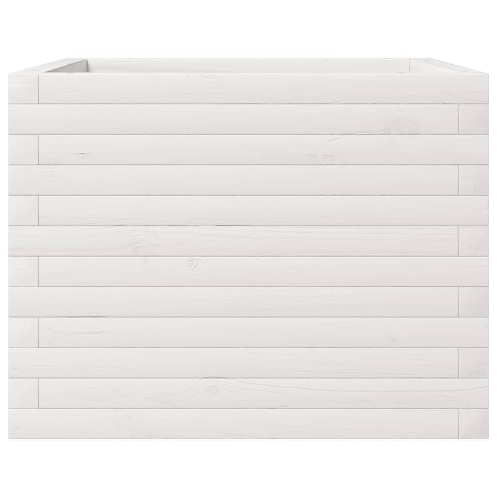 Fioriera da Giardino Bianca 60x60x45,5cm Legno Massello di Pino