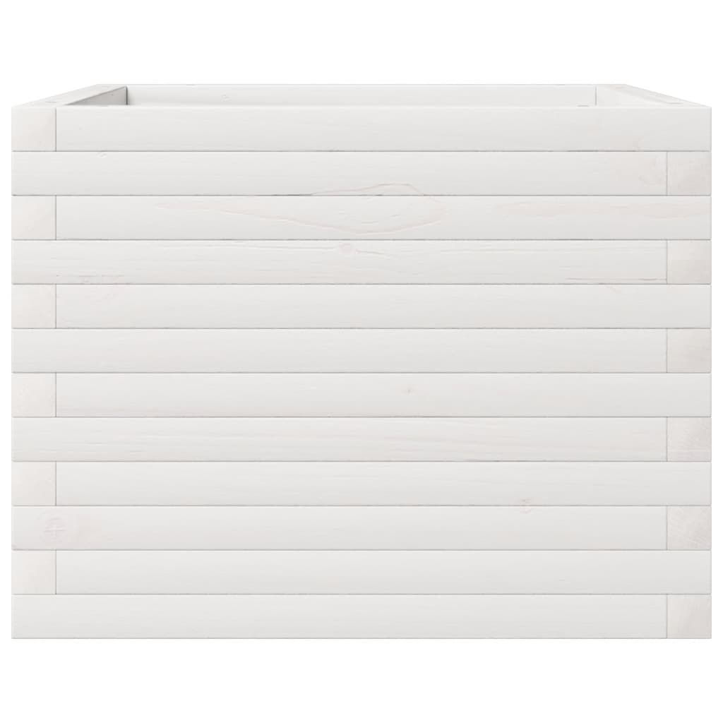 Fioriera da Giardino Bianca 60x60x45,5cm Legno Massello di Pino