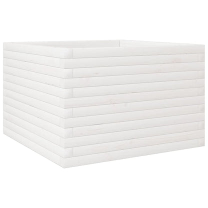 Fioriera da Giardino Bianca 70x70x45,5cm Legno Massello di Pino