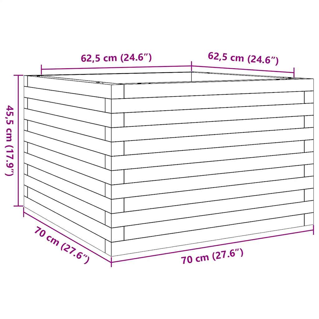 Fioriera da Giardino 70x70x45,5 cm in Legno Massello di Douglas | homemem39